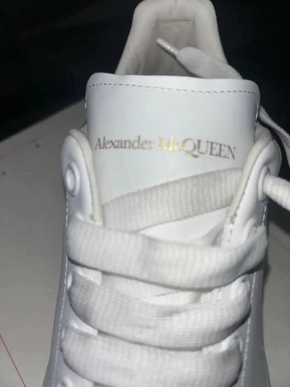 Alexander McQueen Oversized Sneakers White/Gold Leather Low Top Men’s Size EU 4